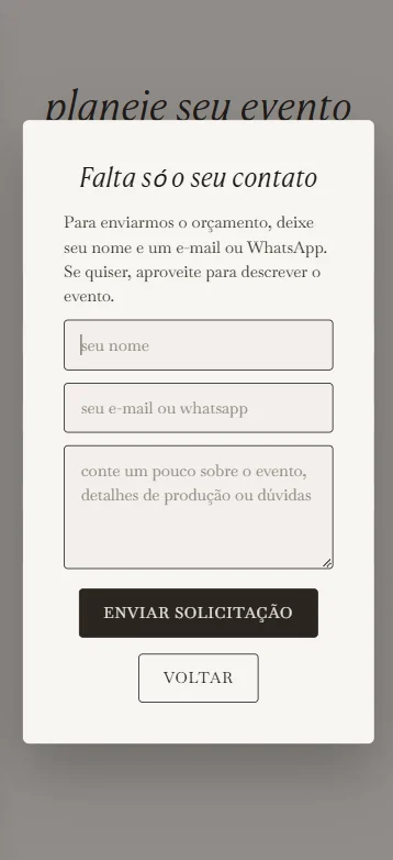 MOBILE: formulário de contato