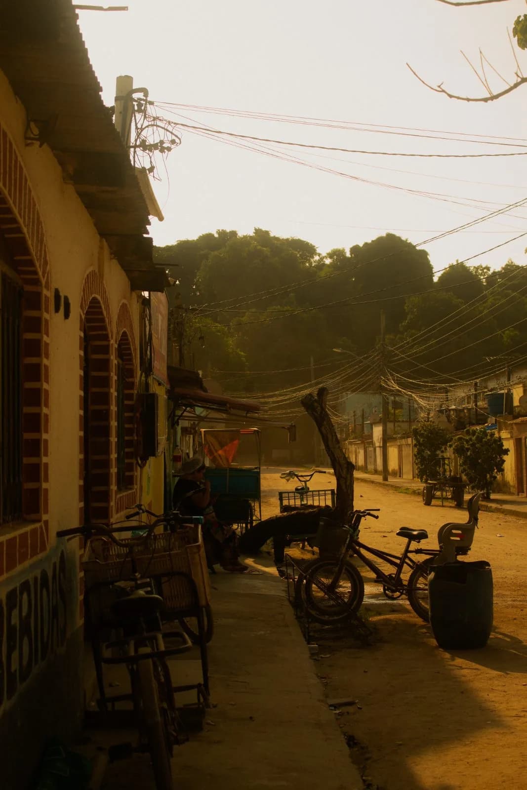 Rua com bandeirinhas e bicicletas