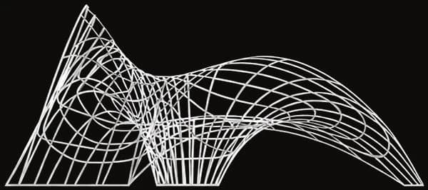 Vista frontal da malha da gridshell