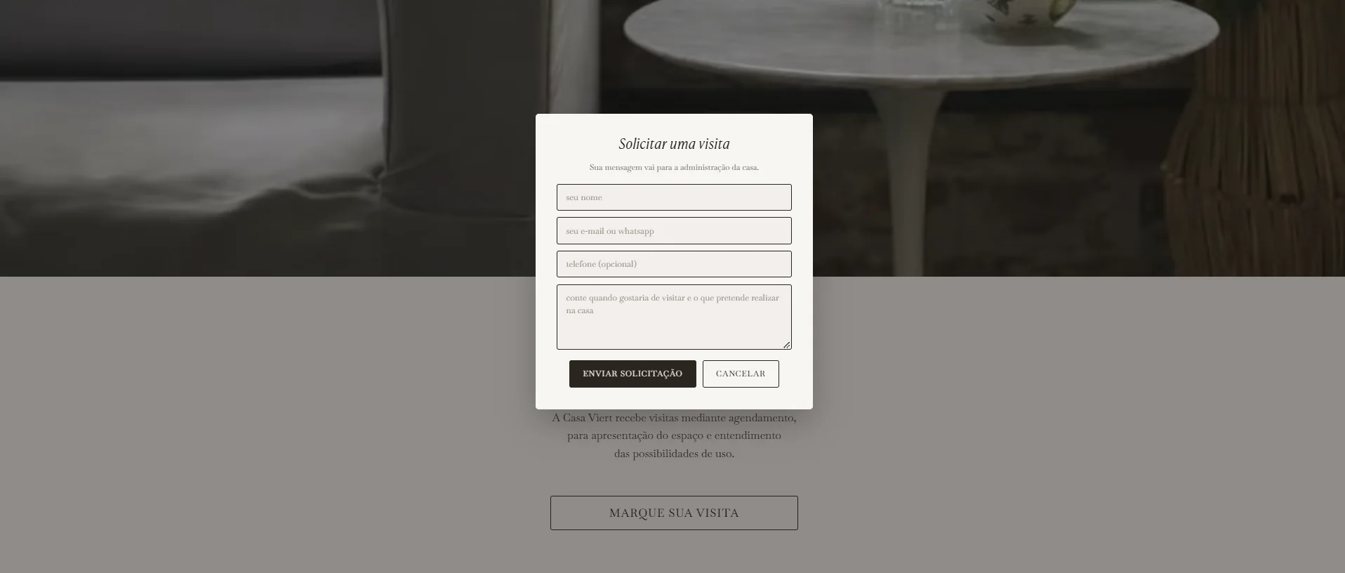 TELA: solicitar uma visita